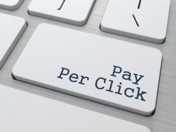 Pay per click marketing image showing a keyboard with the words pay per click