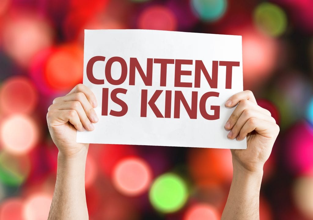 Content is King card with colorful background