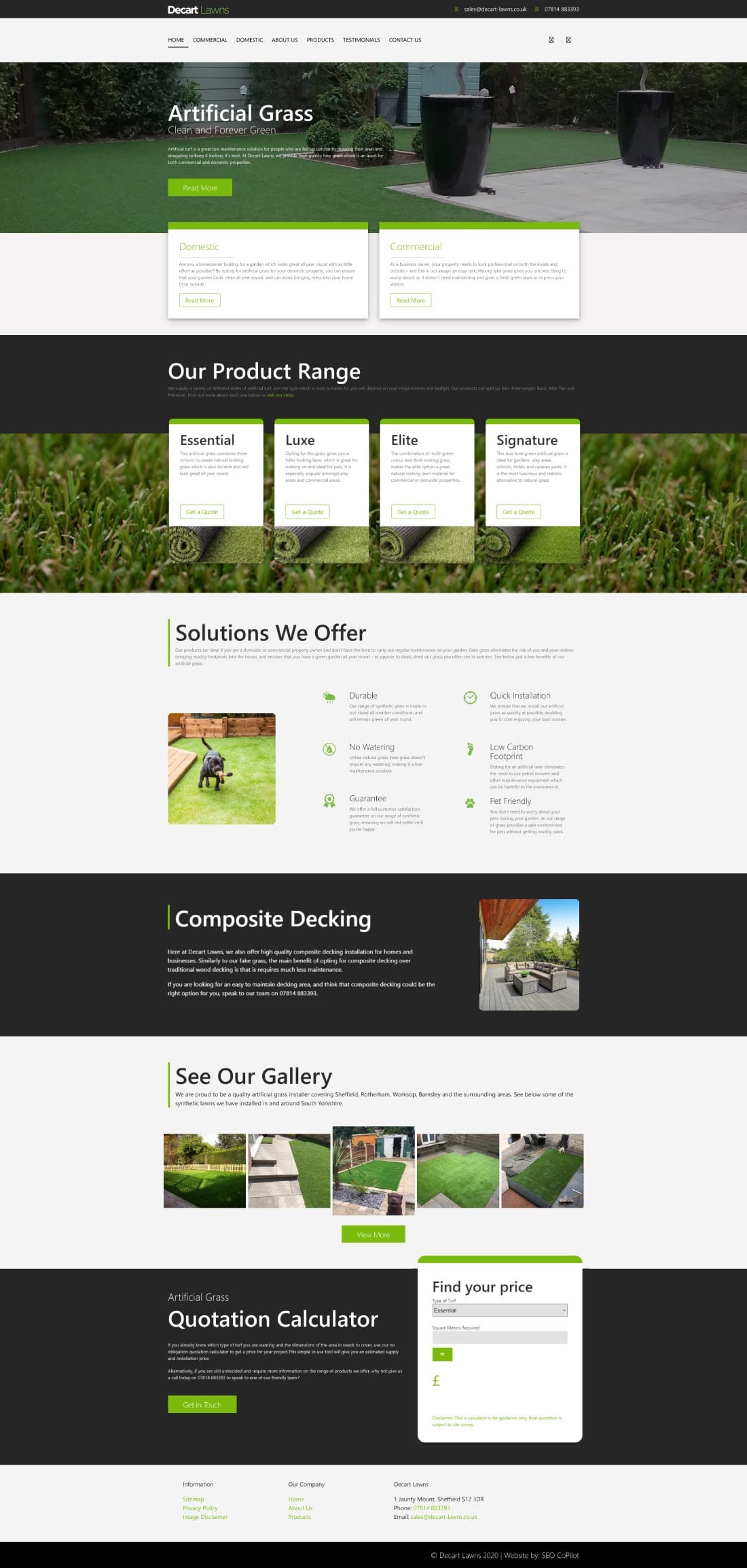 Decart Lawns website design