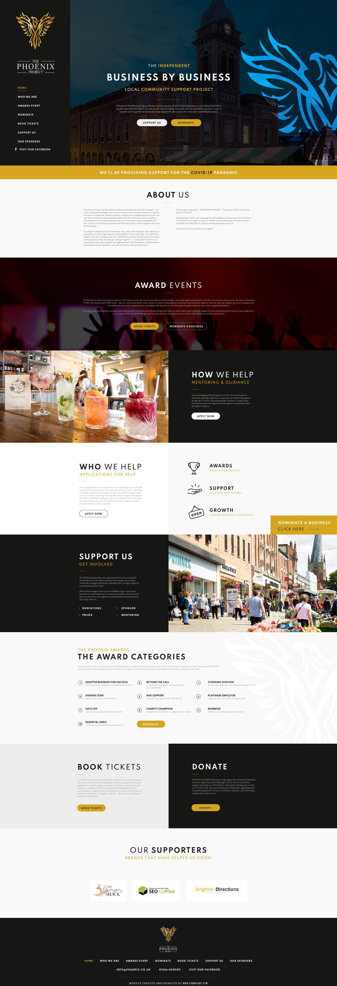Phoenix Project website design layout