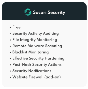 Wordpress Sucuri plugin features
