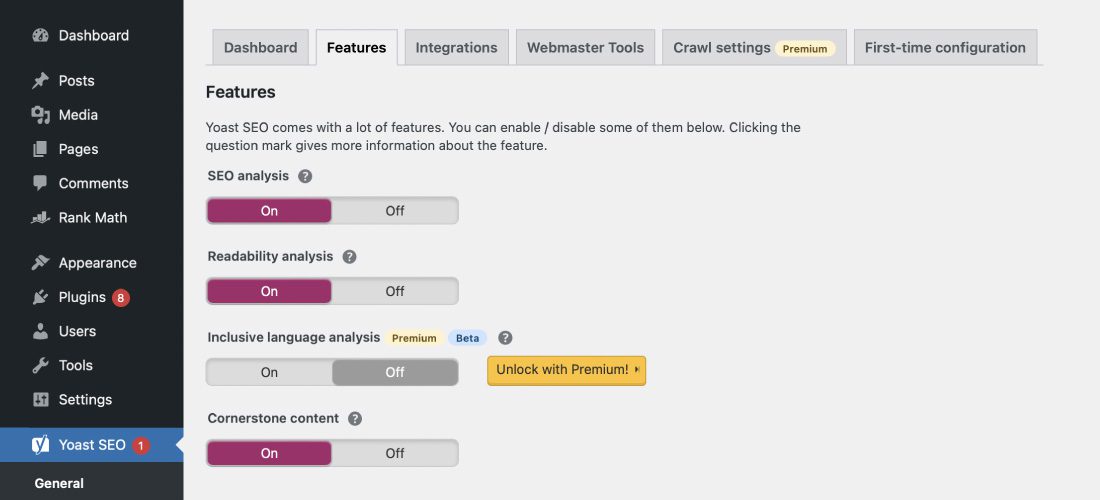 Yoast WordPress Settings