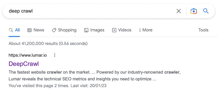 deepcrawl google search results